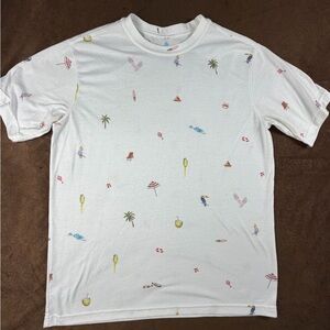 Caribbean White T-Shirt with Blue Logo